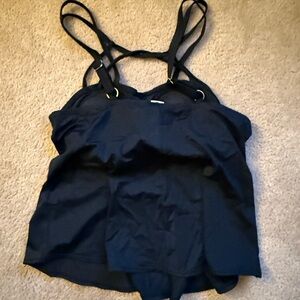 Black Strappy Tankini Top Size 16